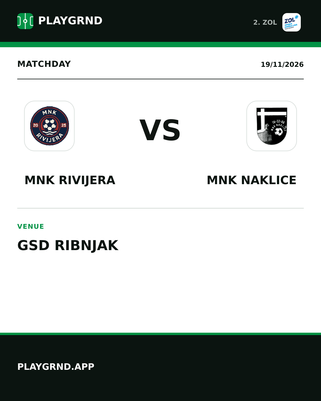 Instagram artwork: MNK Rivijera vs MNK Naklice