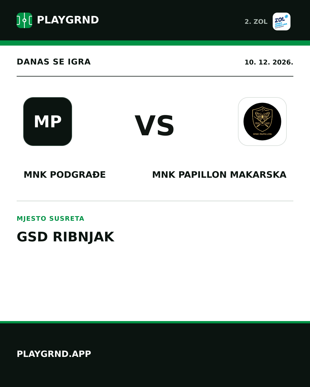 Instagram slika: MNK Podgrađe vs MNK Papillon Makarska