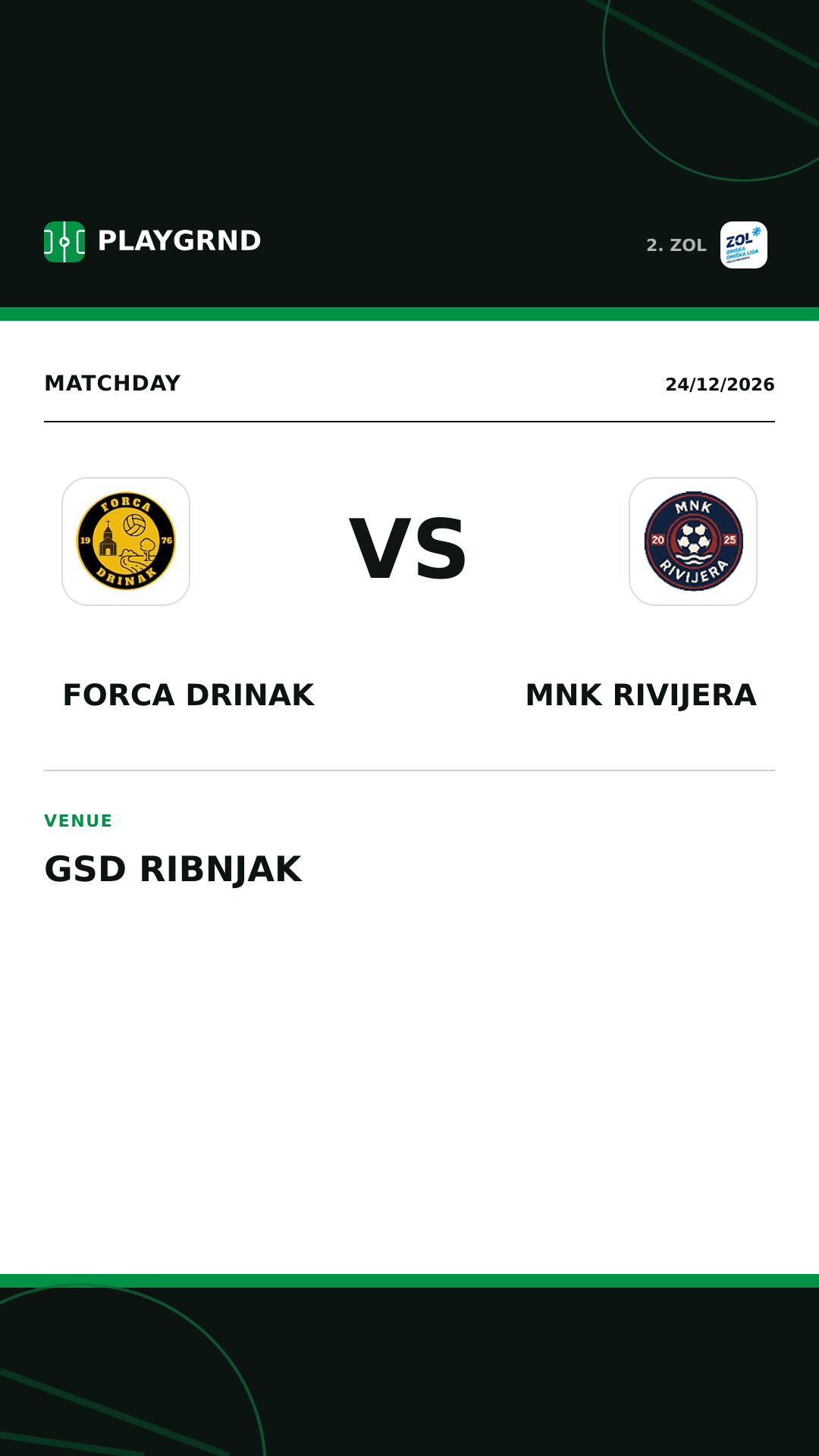 Instagram artwork: Forca Drinak vs MNK Rivijera