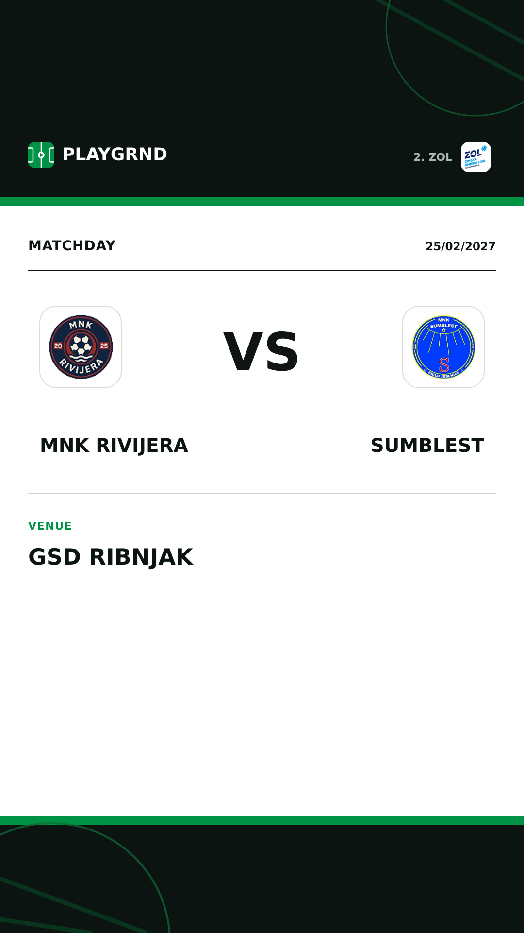 Instagram artwork: MNK Rivijera vs Sumblest