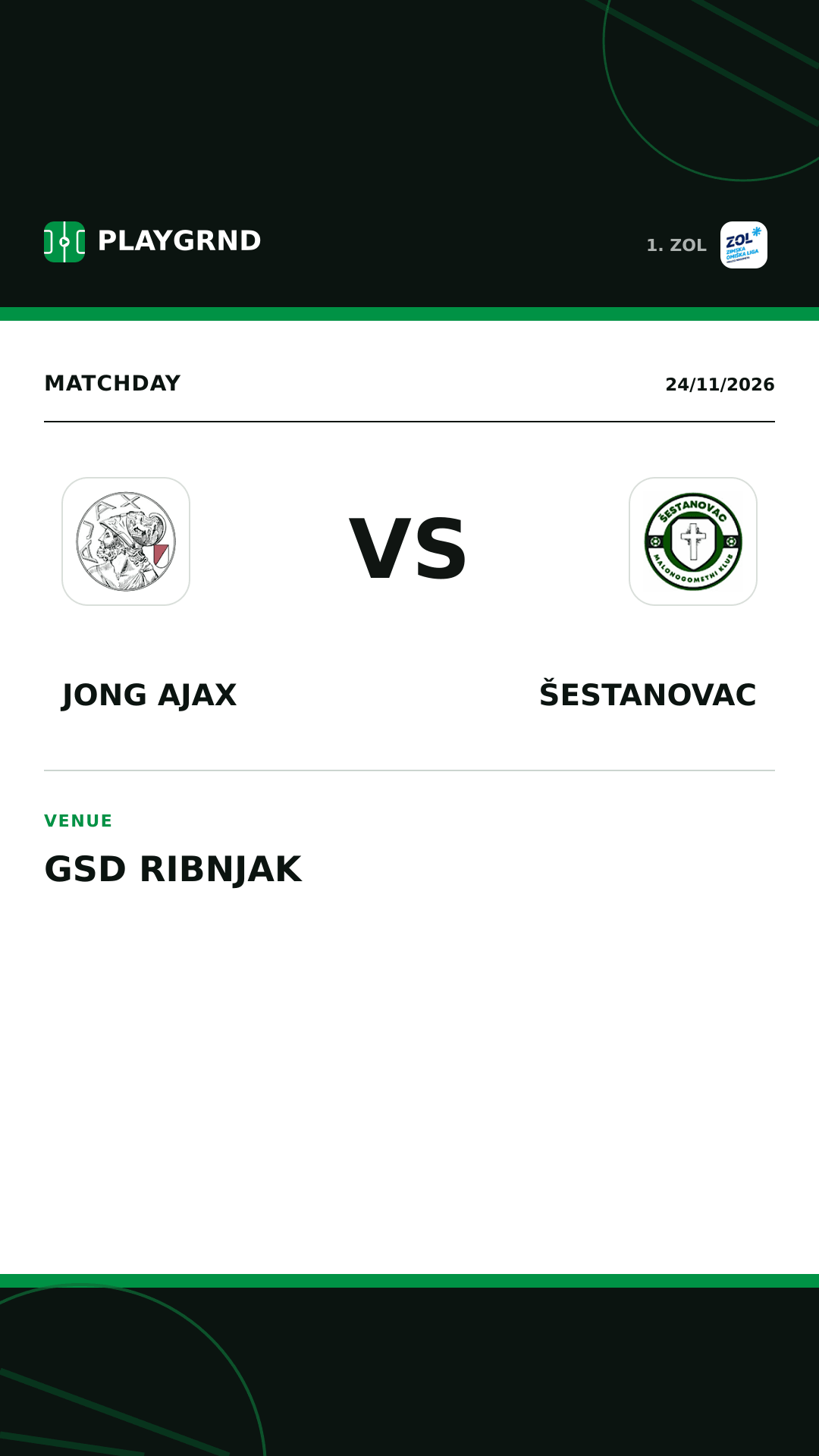 Instagram artwork: Jong Ajax vs Šestanovac