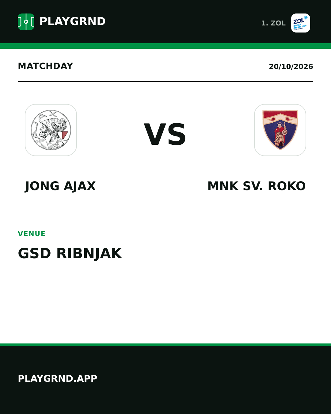 Instagram artwork: Jong Ajax vs MNK Sv. Roko