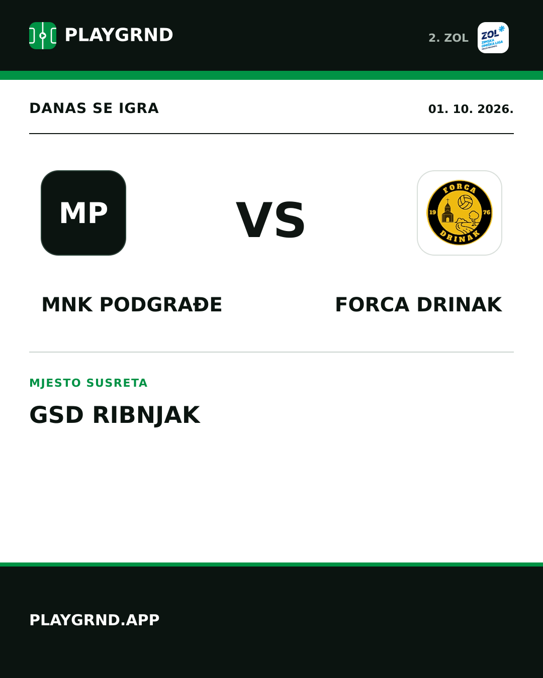 Instagram slika: MNK Podgrađe vs Forca Drinak