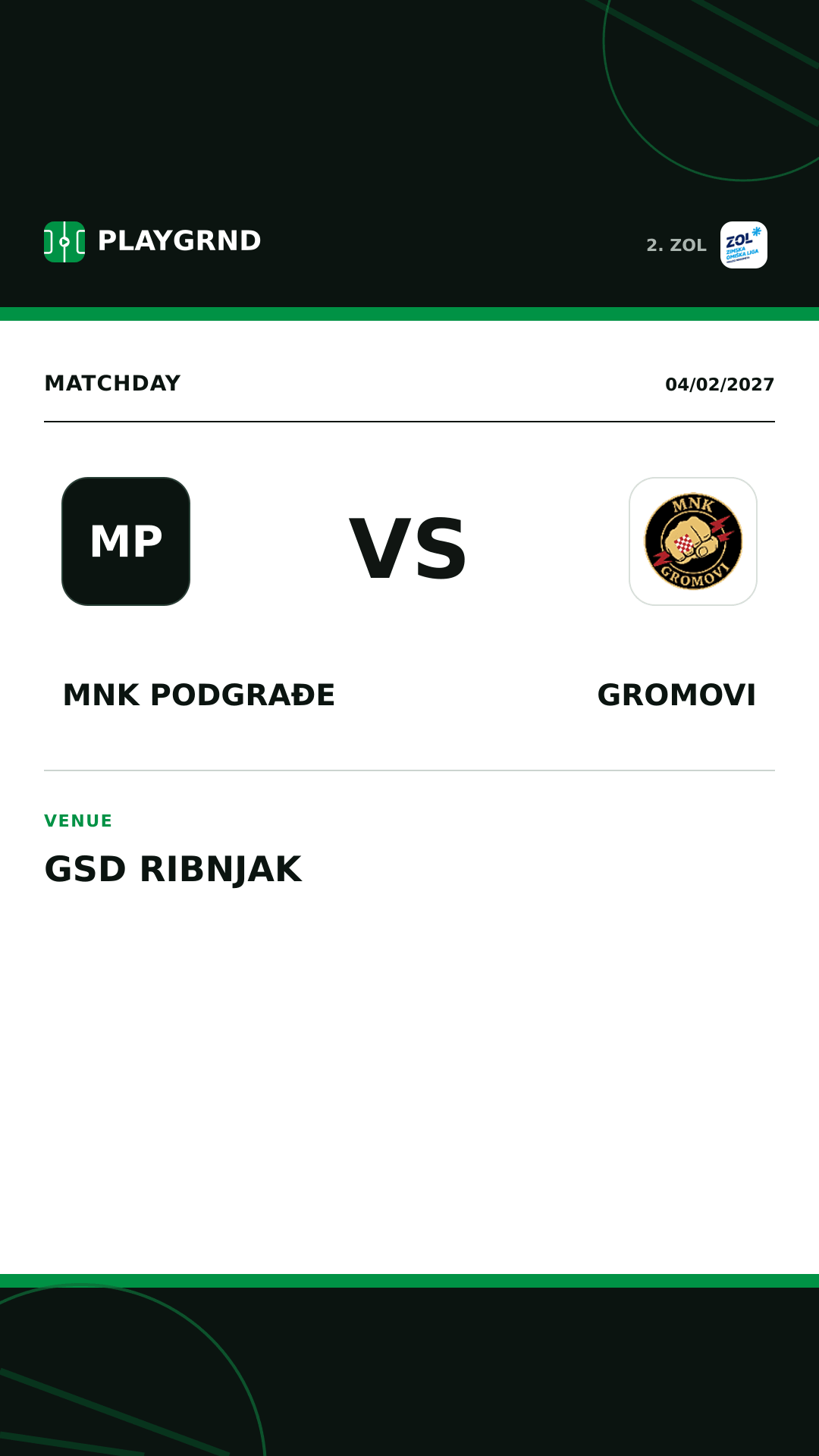 Instagram artwork: MNK Podgrađe vs Gromovi