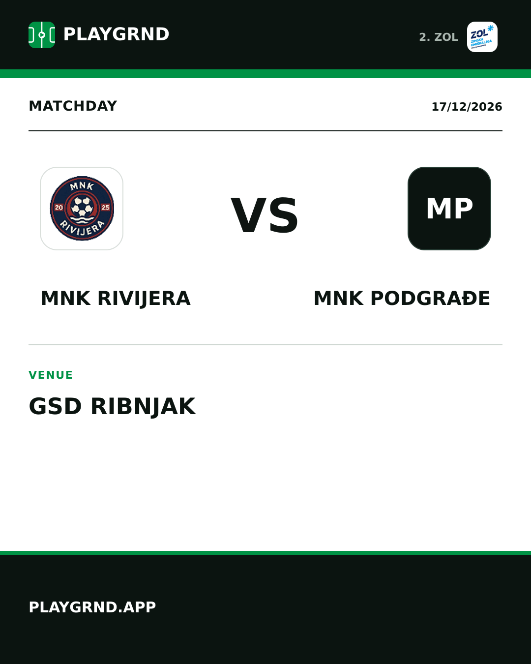 Instagram artwork: MNK Rivijera vs MNK Podgrađe