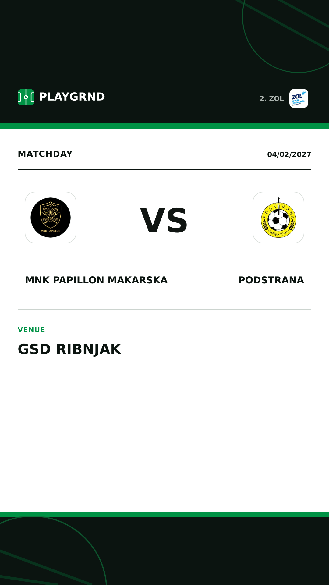 Instagram artwork: MNK Papillon Makarska vs Podstrana