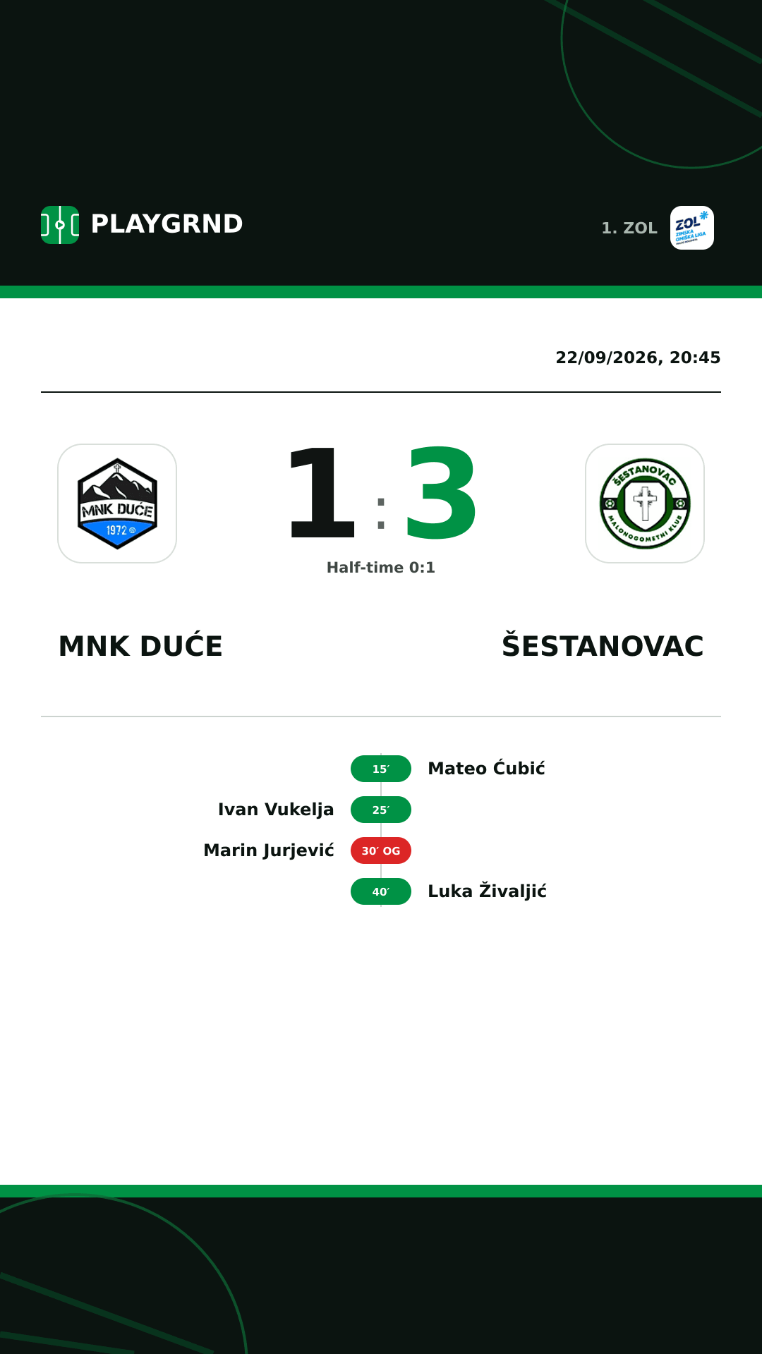 Instagram artwork: MNK Duće 1:3 Šestanovac