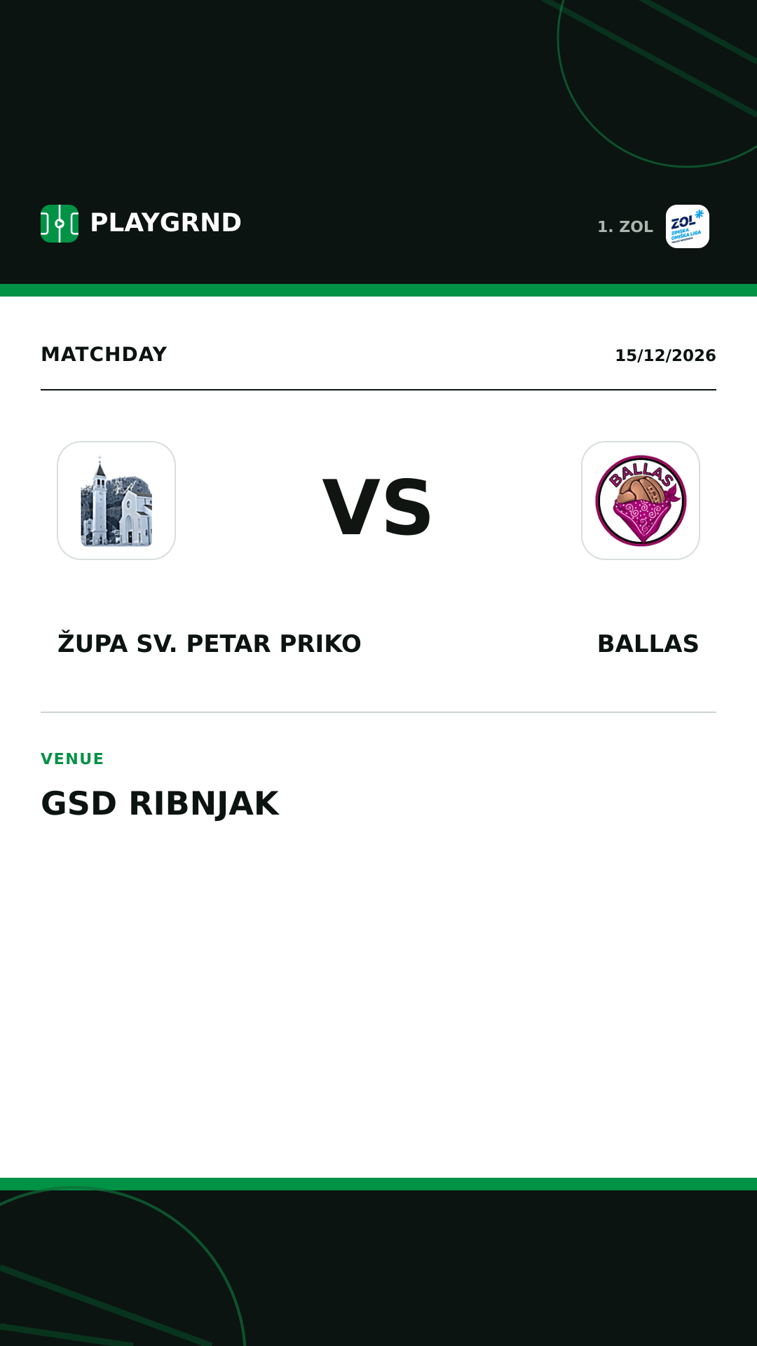 Instagram artwork: Župa Sv. Petar Priko vs Ballas