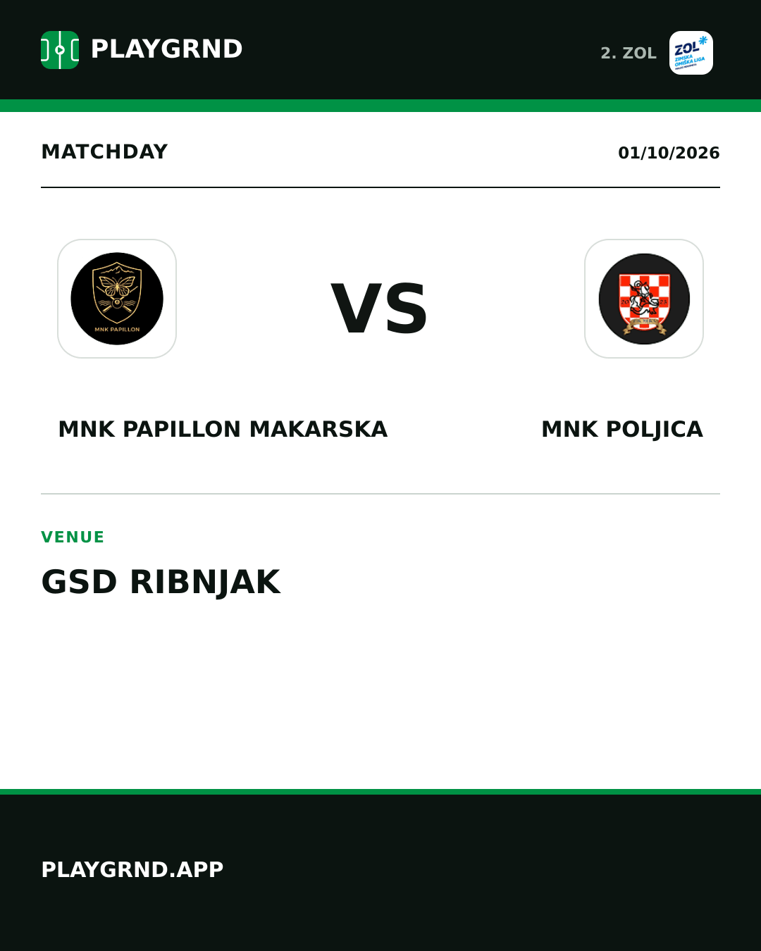 Instagram artwork: MNK Papillon Makarska vs MNK Poljica
