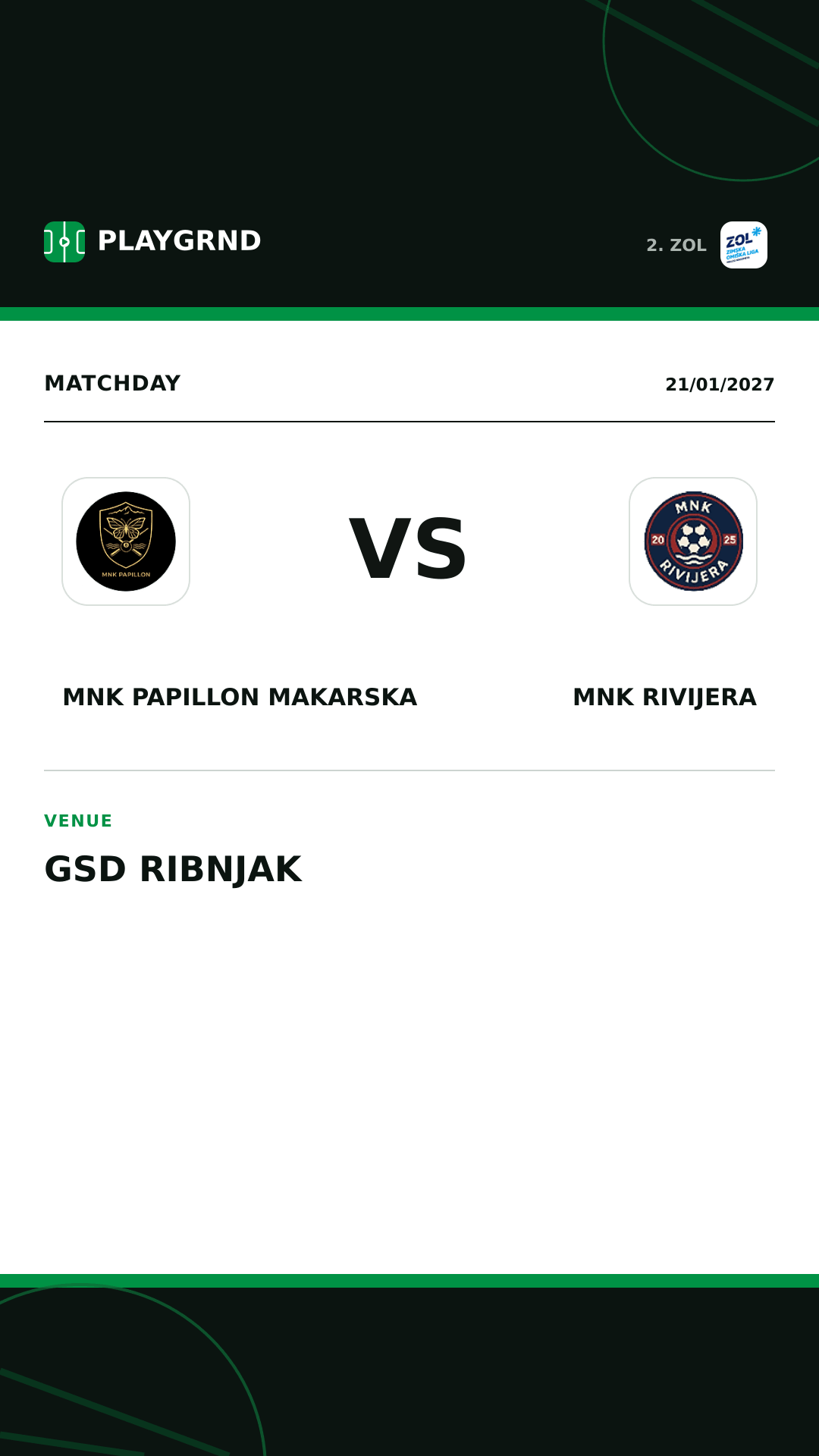 Instagram artwork: MNK Papillon Makarska vs MNK Rivijera