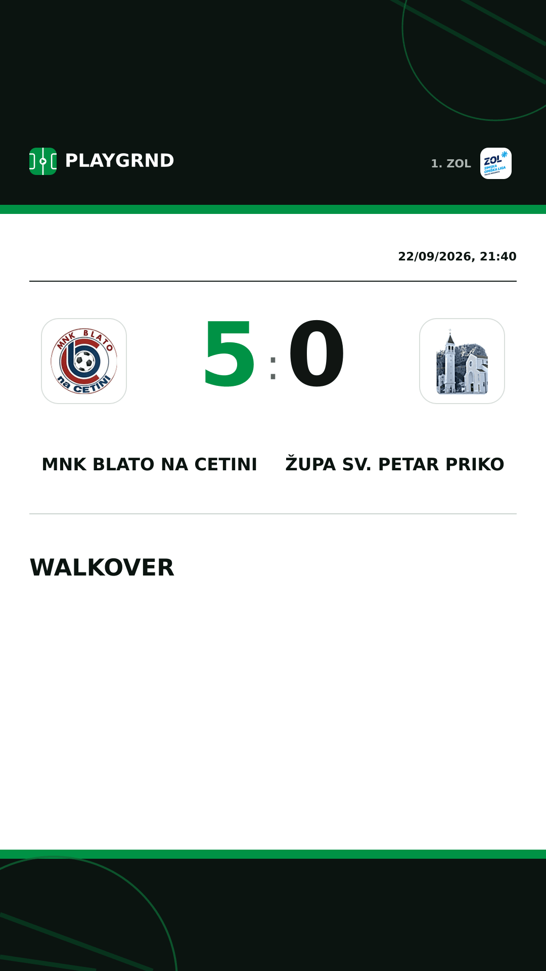 Instagram artwork: MNK Blato na Cetini 5:0 Župa Sv. Petar Priko