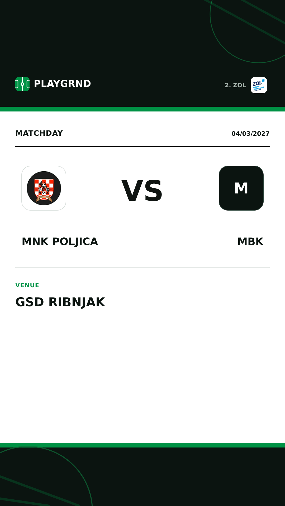 Instagram artwork: MNK Poljica vs MBK