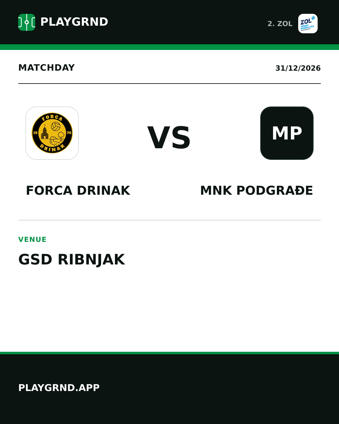 Instagram artwork: Forca Drinak vs MNK Podgrađe