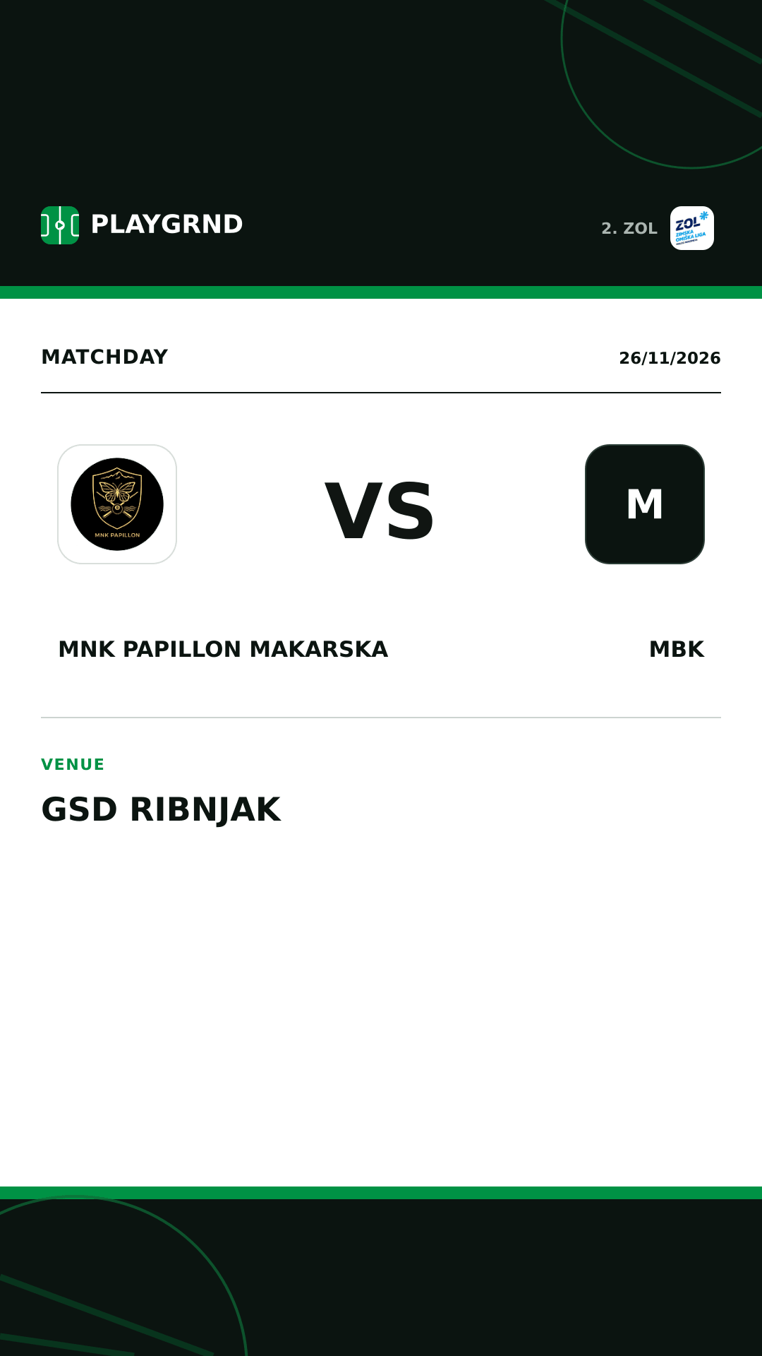Instagram artwork: MNK Papillon Makarska vs MBK