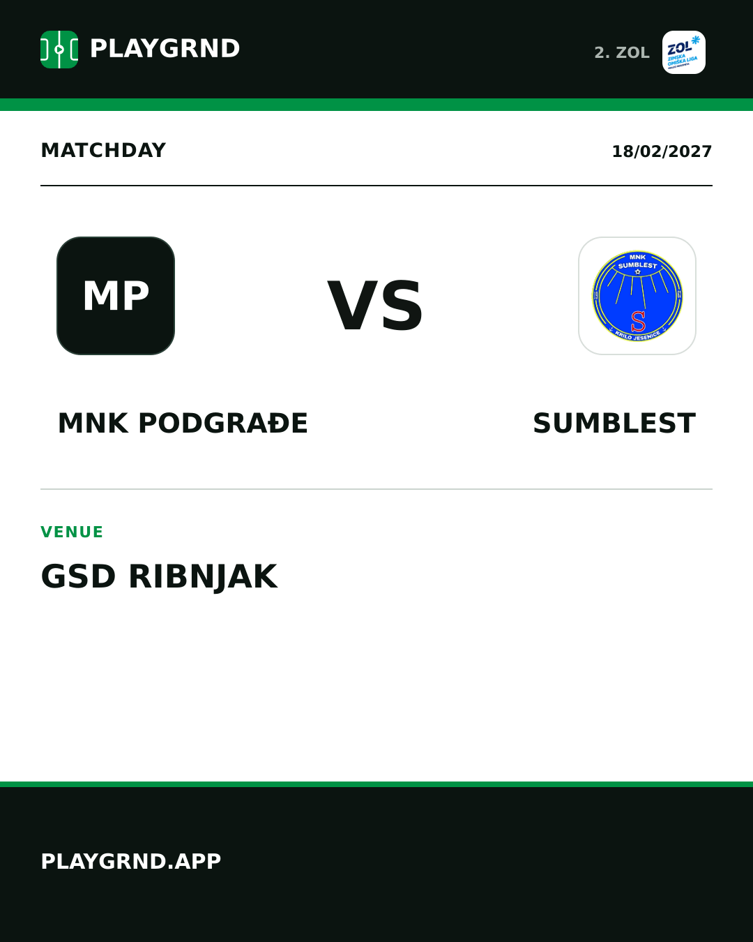 Instagram artwork: MNK Podgrađe vs Sumblest