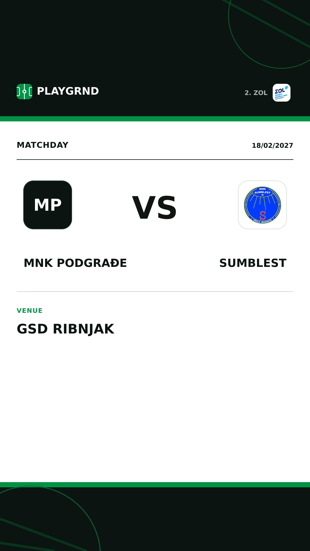Instagram artwork: MNK Podgrađe vs Sumblest