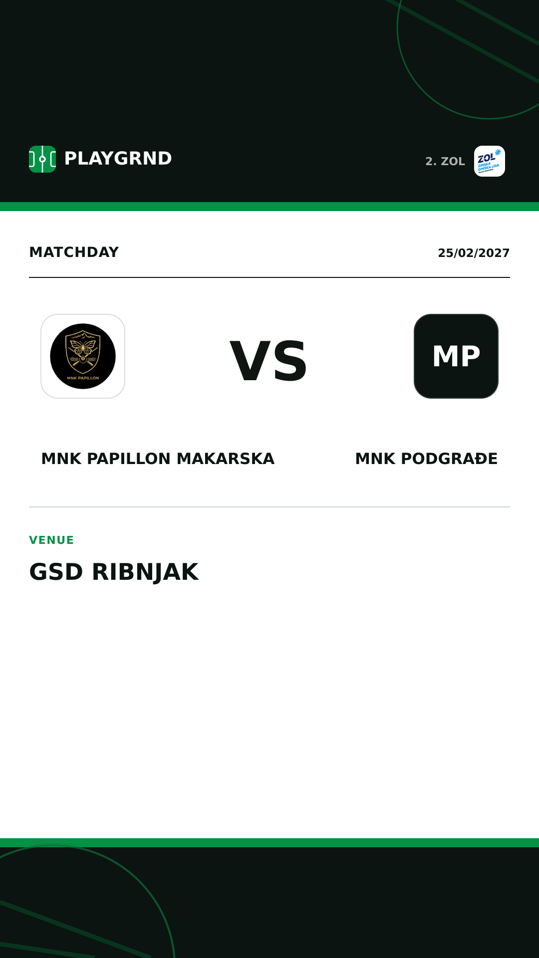 Instagram artwork: MNK Papillon Makarska vs MNK Podgrađe