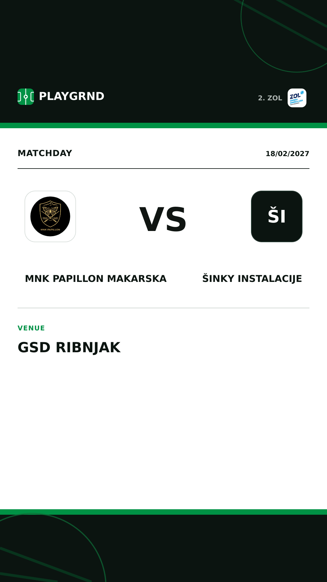 Instagram artwork: MNK Papillon Makarska vs Šinky Instalacije