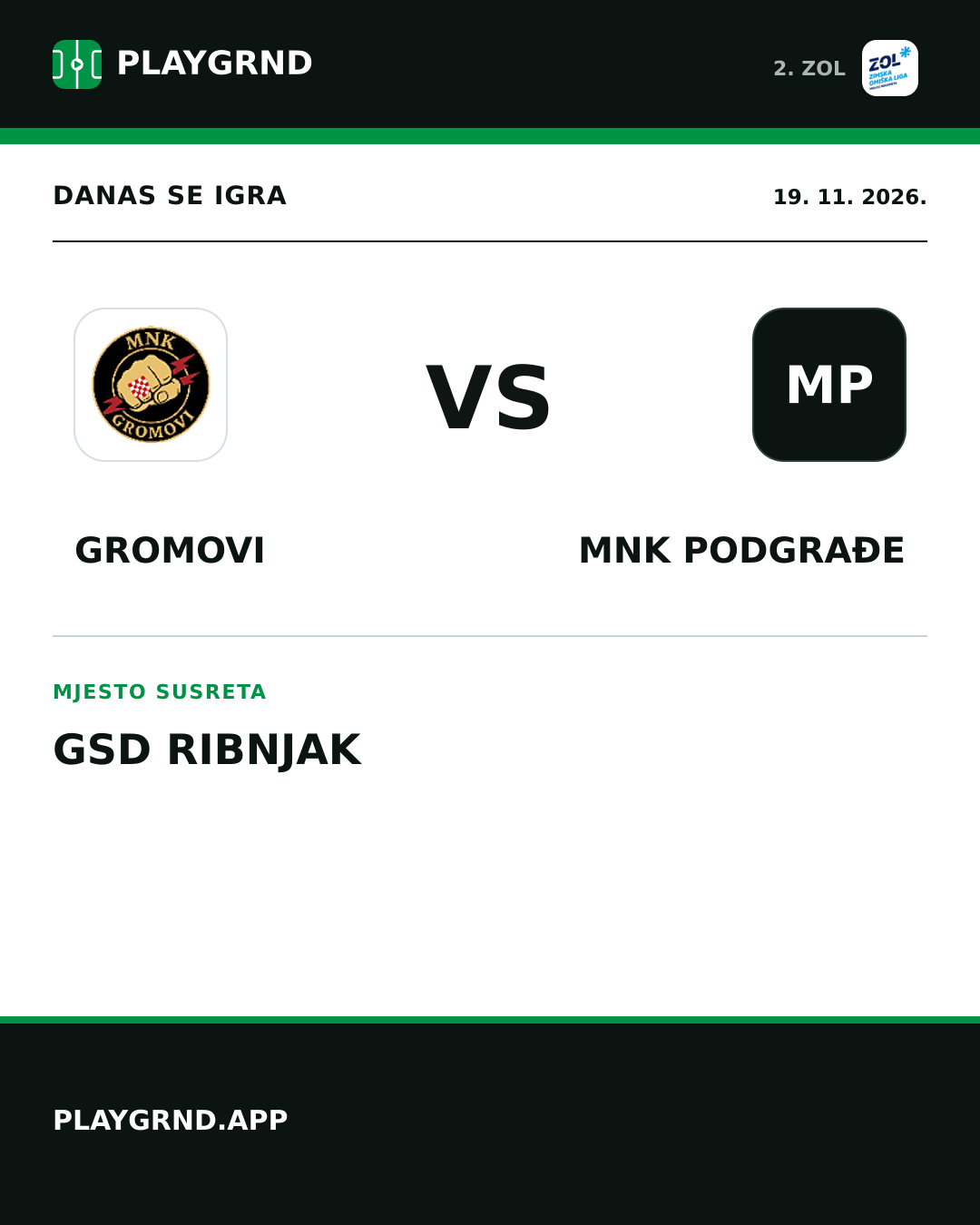 Instagram slika: Gromovi vs MNK Podgrađe