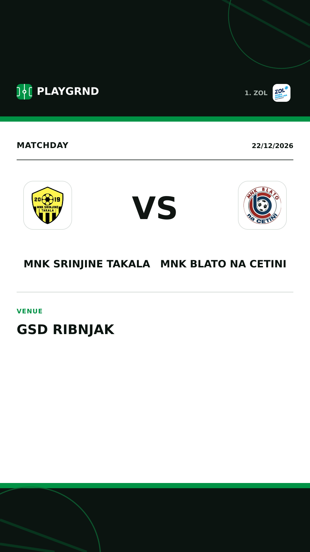 Instagram artwork: MNK Srinjine Takala vs MNK Blato na Cetini