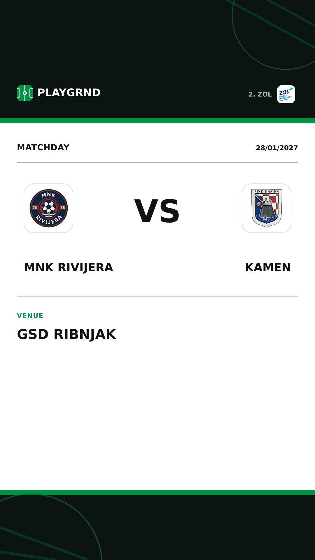 Instagram artwork: MNK Rivijera vs Kamen