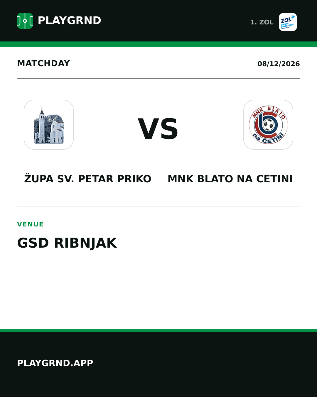 Instagram artwork: Župa Sv. Petar Priko vs MNK Blato na Cetini