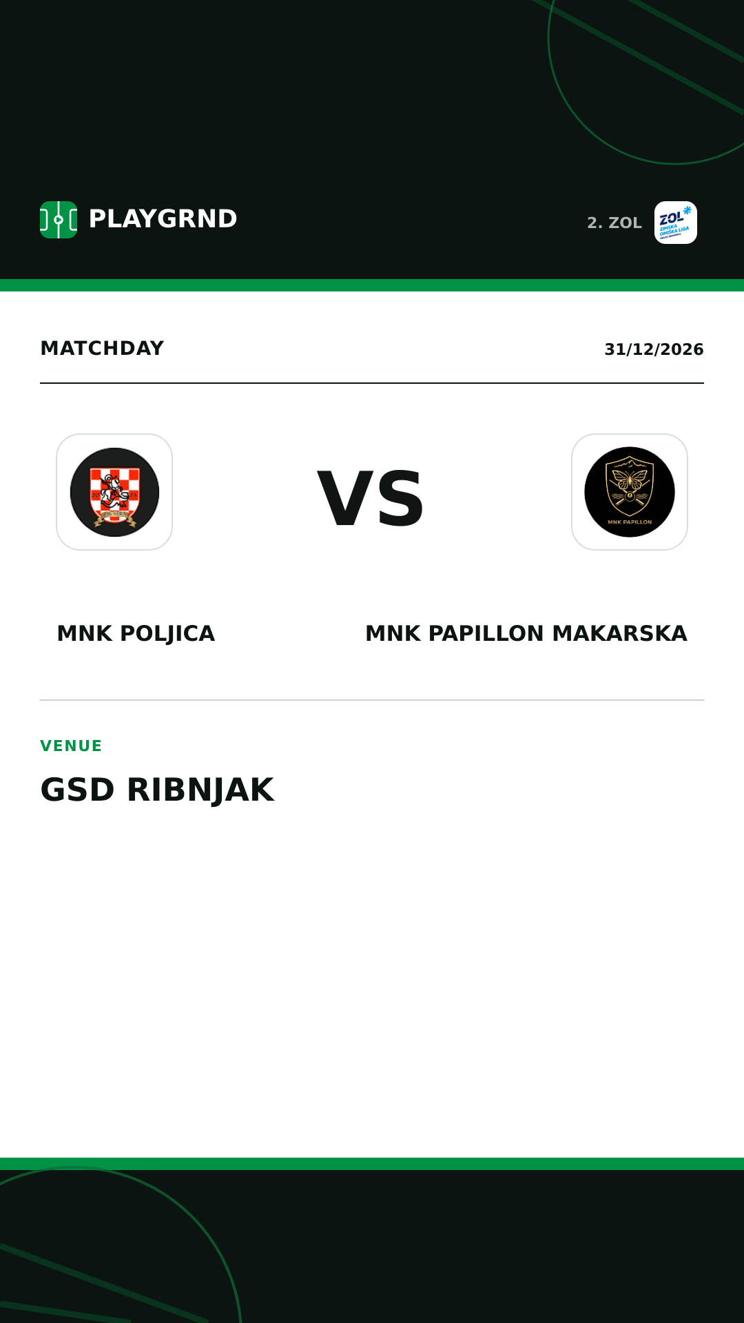 Instagram artwork: MNK Poljica vs MNK Papillon Makarska