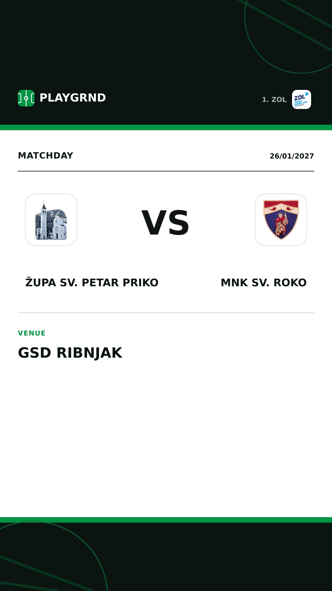 Instagram artwork: Župa Sv. Petar Priko vs MNK Sv. Roko