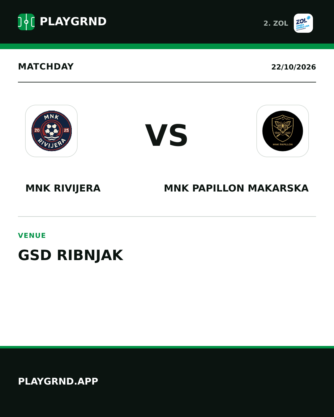 Instagram artwork: MNK Rivijera vs MNK Papillon Makarska