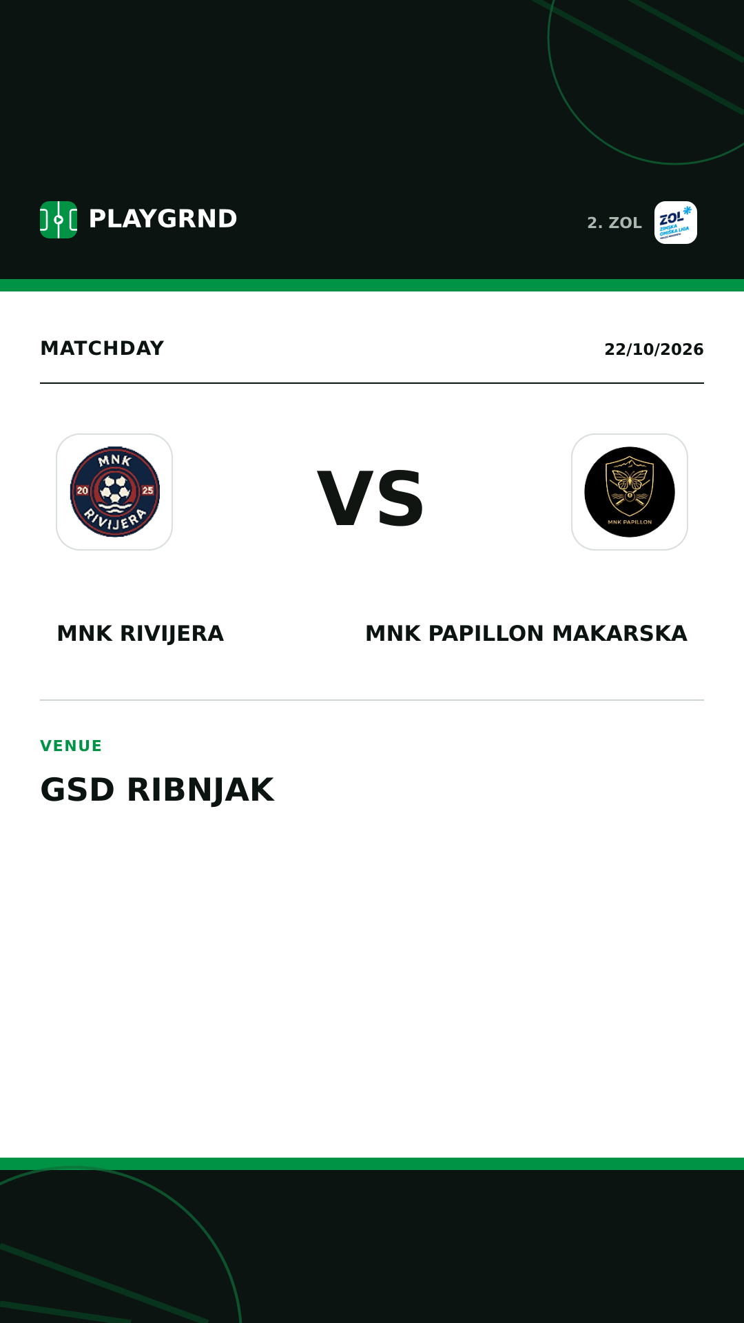 Instagram artwork: MNK Rivijera vs MNK Papillon Makarska