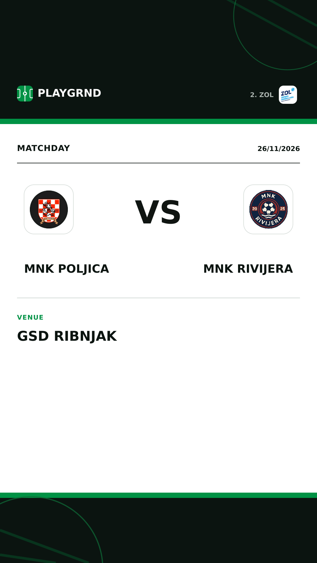 Instagram artwork: MNK Poljica vs MNK Rivijera