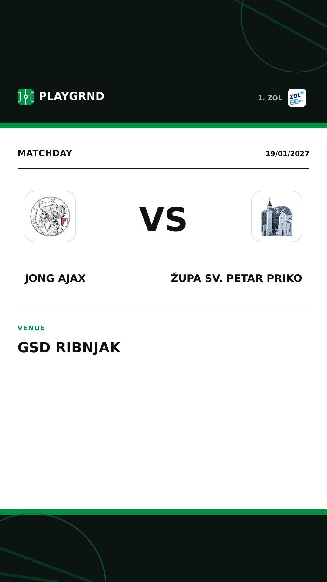 Instagram artwork: Jong Ajax vs Župa Sv. Petar Priko