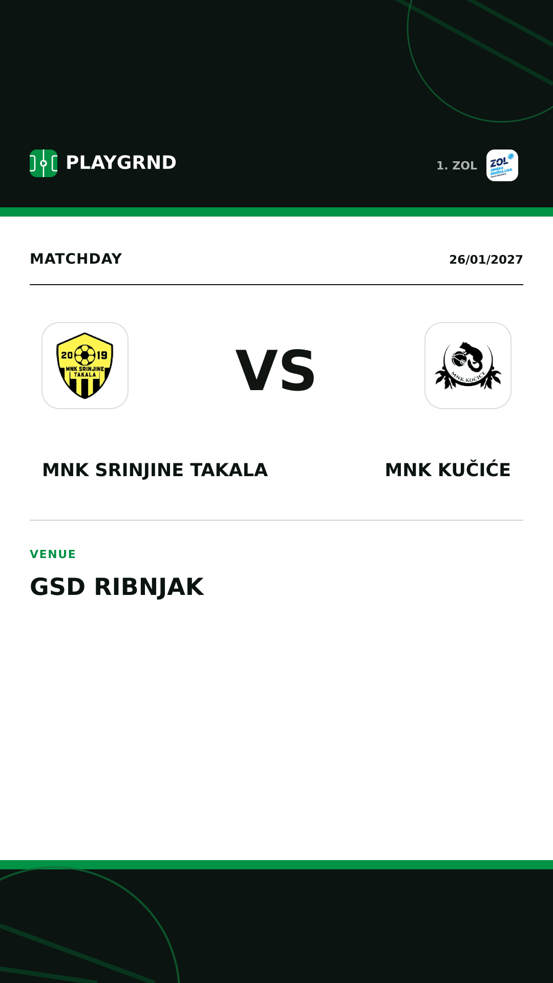 Instagram artwork: MNK Srinjine Takala vs MNK Kučiće