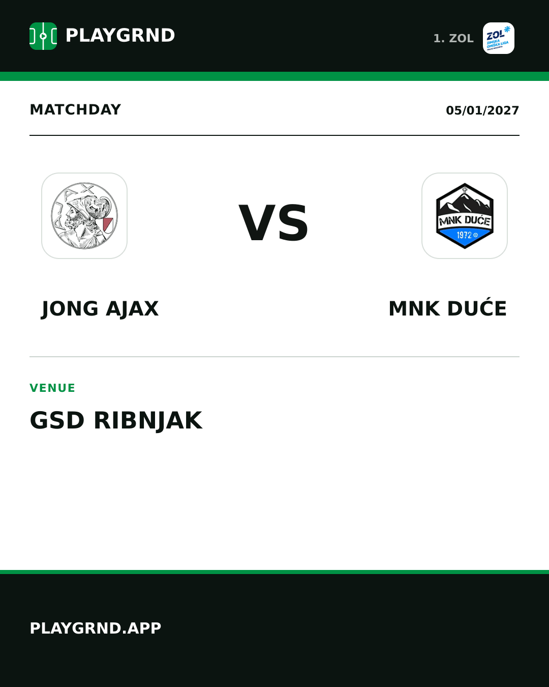 Instagram artwork: Jong Ajax vs MNK Duće