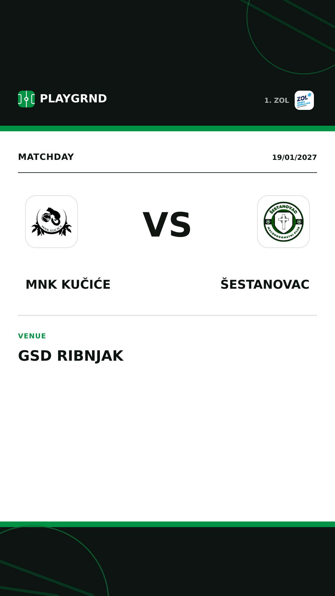 Instagram artwork: MNK Kučiće vs Šestanovac