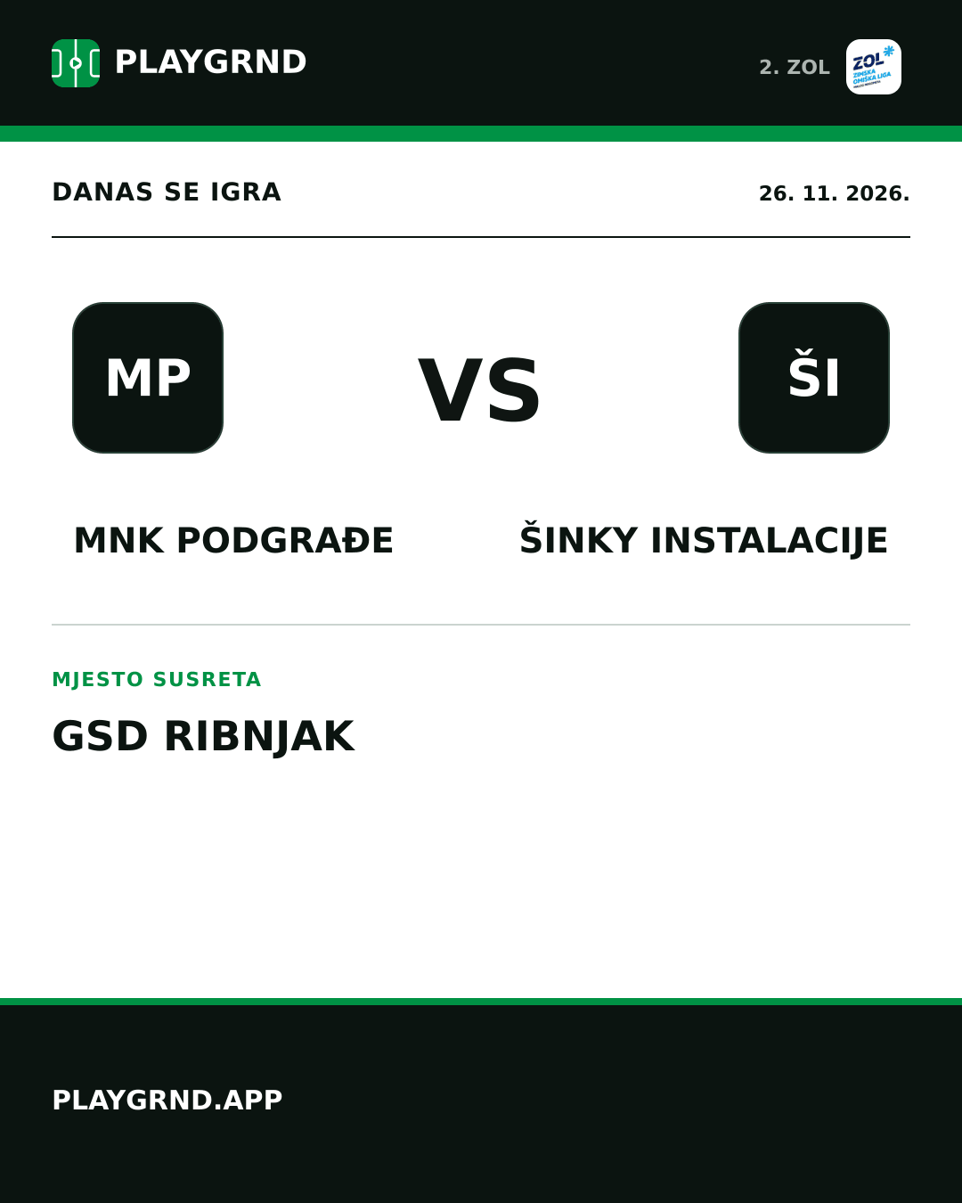 Instagram slika: MNK Podgrađe vs Šinky Instalacije