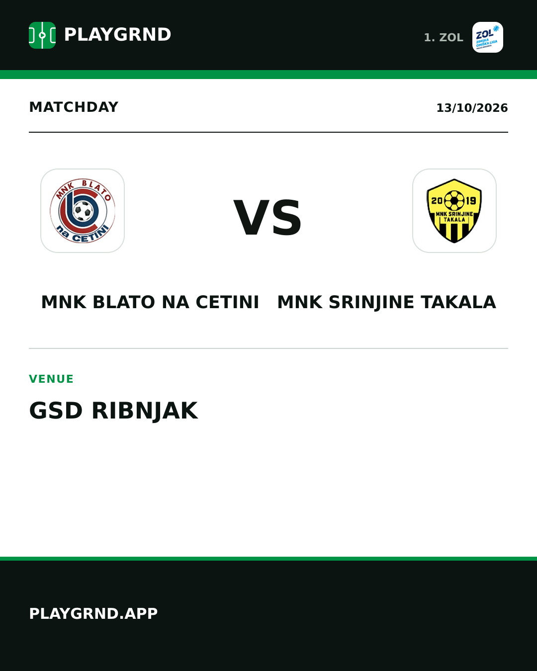 Instagram artwork: MNK Blato na Cetini vs MNK Srinjine Takala