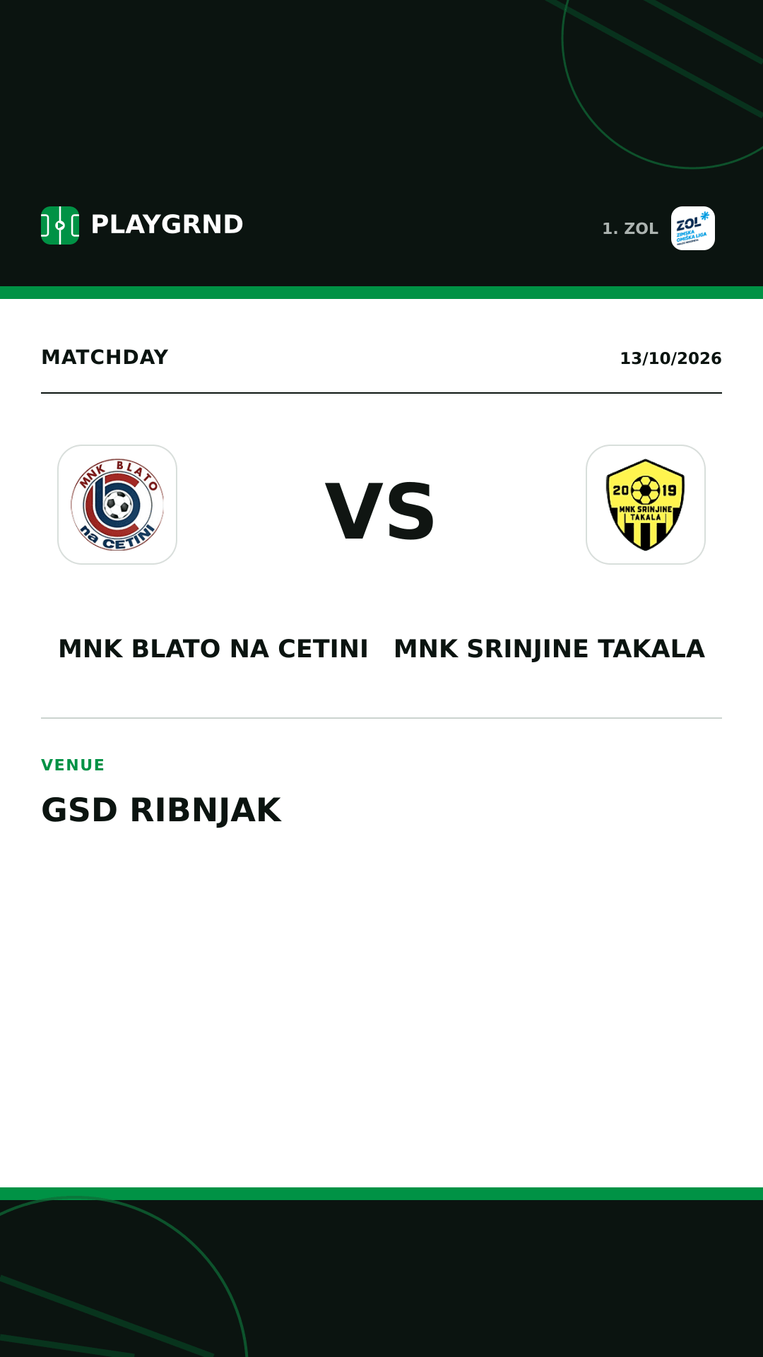 Instagram artwork: MNK Blato na Cetini vs MNK Srinjine Takala