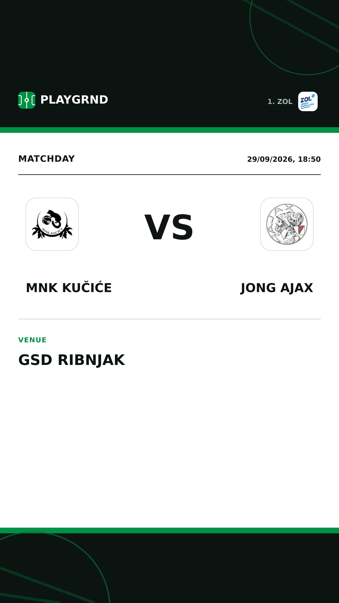 Instagram artwork: MNK Kučiće vs Jong Ajax
