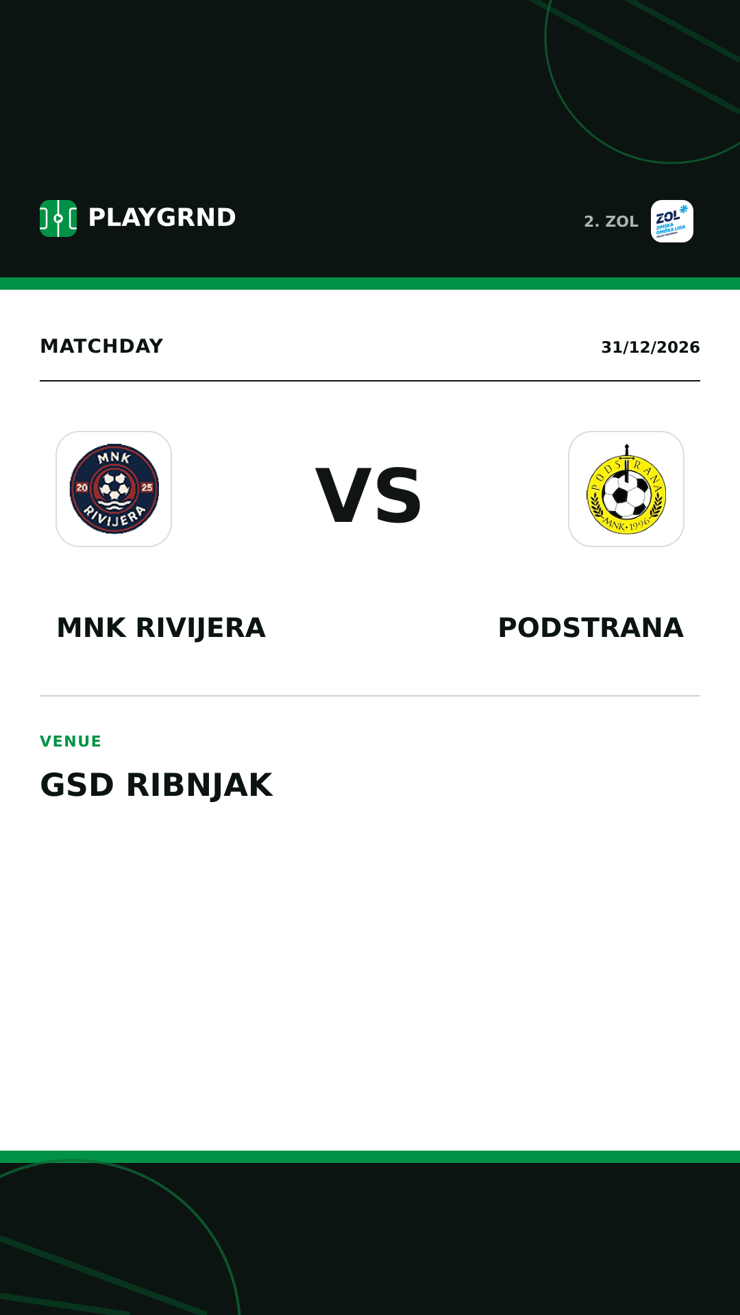 Instagram artwork: MNK Rivijera vs Podstrana