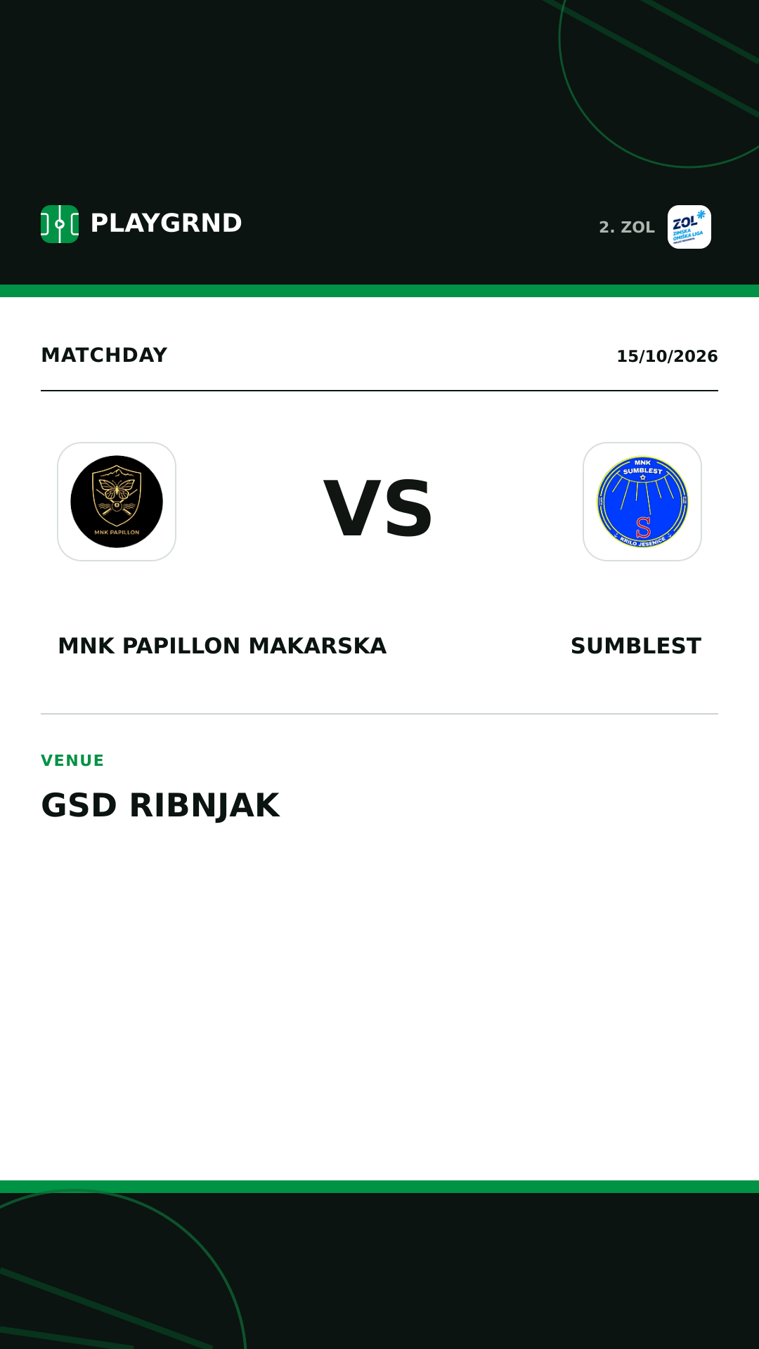 Instagram artwork: MNK Papillon Makarska vs Sumblest