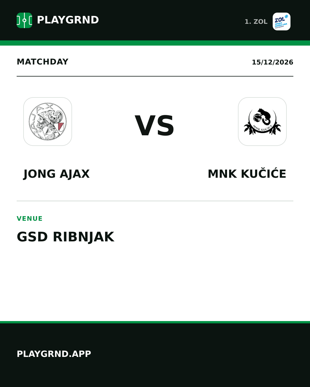 Instagram artwork: Jong Ajax vs MNK Kučiće