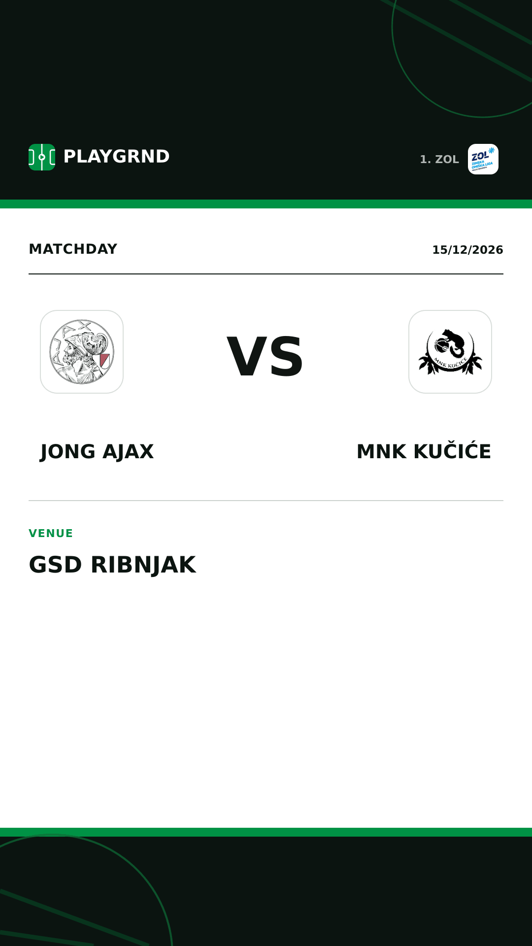 Instagram artwork: Jong Ajax vs MNK Kučiće