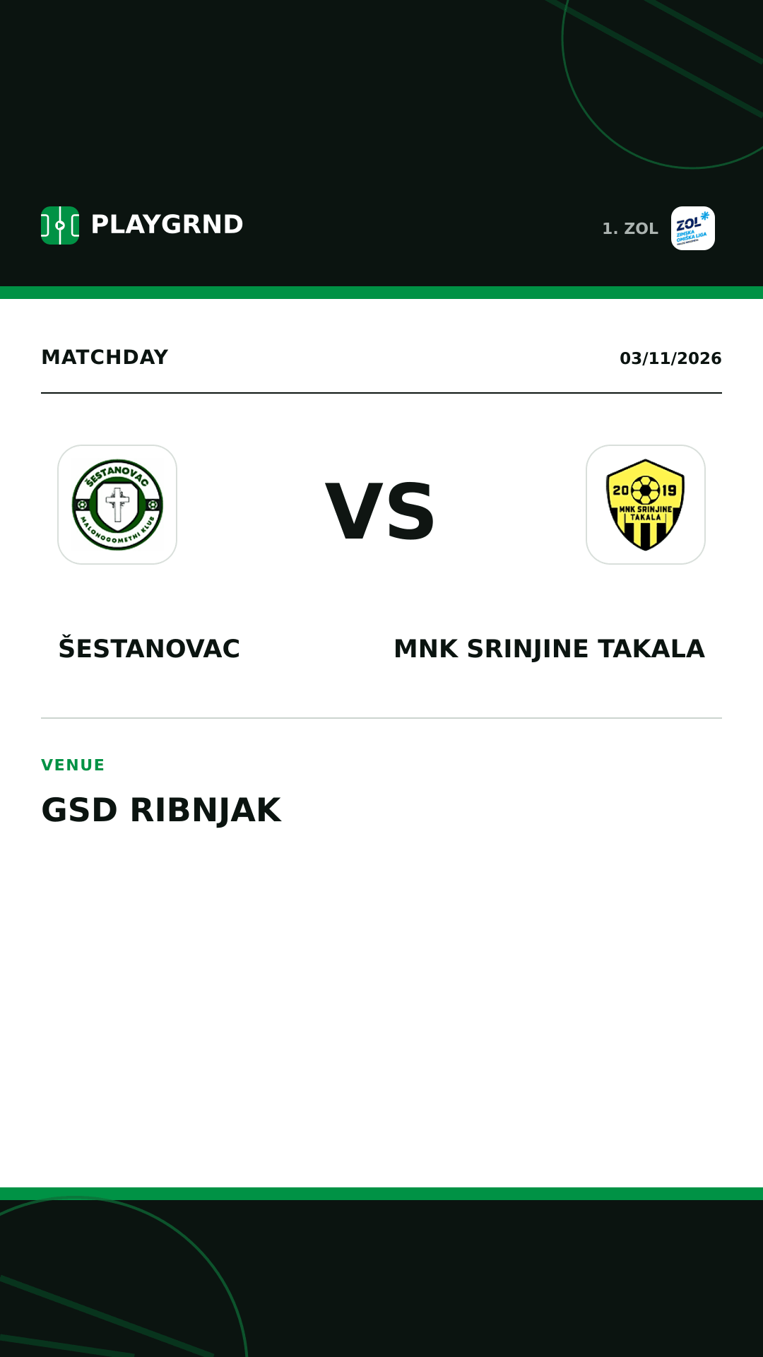 Instagram artwork: Šestanovac vs MNK Srinjine Takala