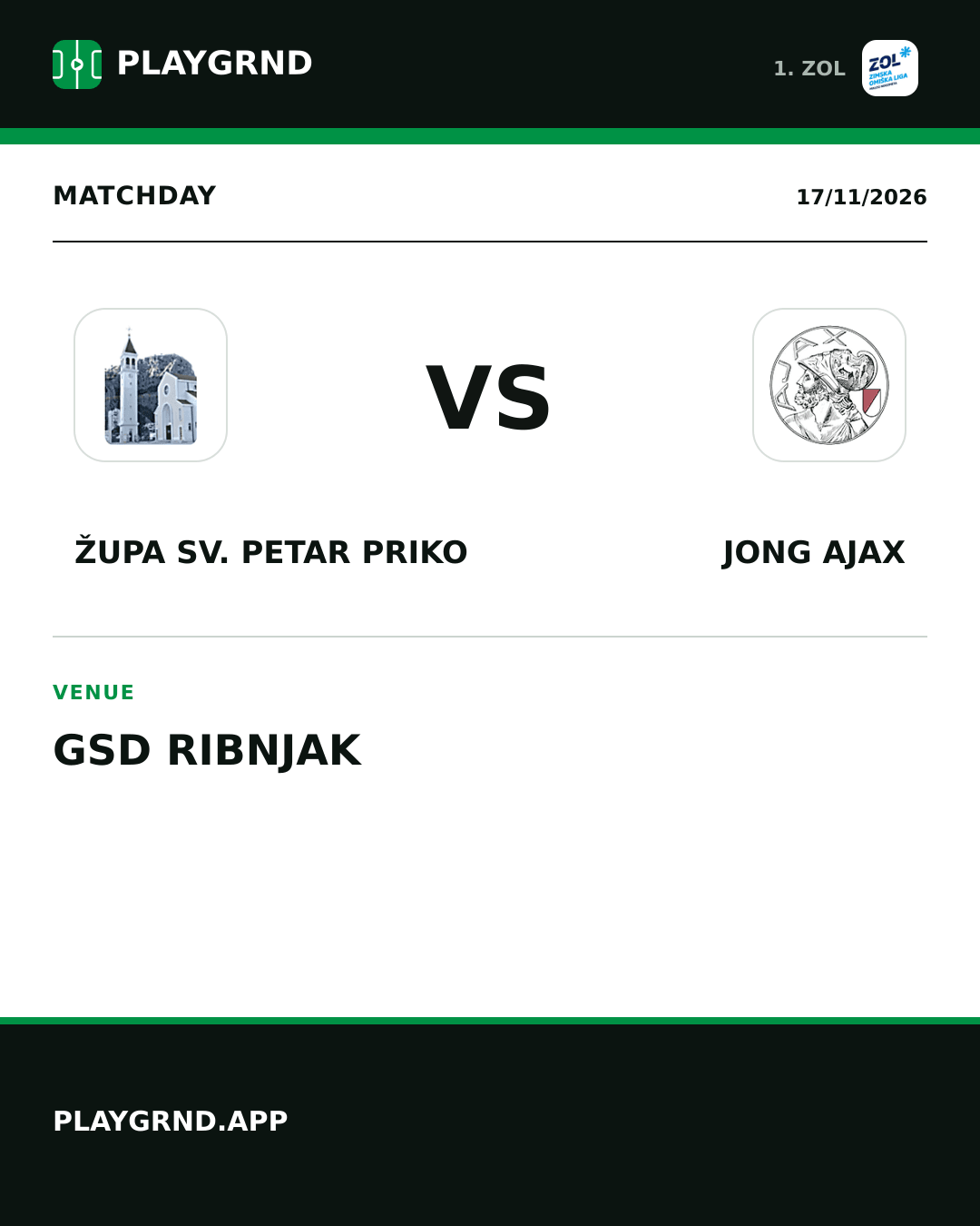 Instagram artwork: Župa Sv. Petar Priko vs Jong Ajax