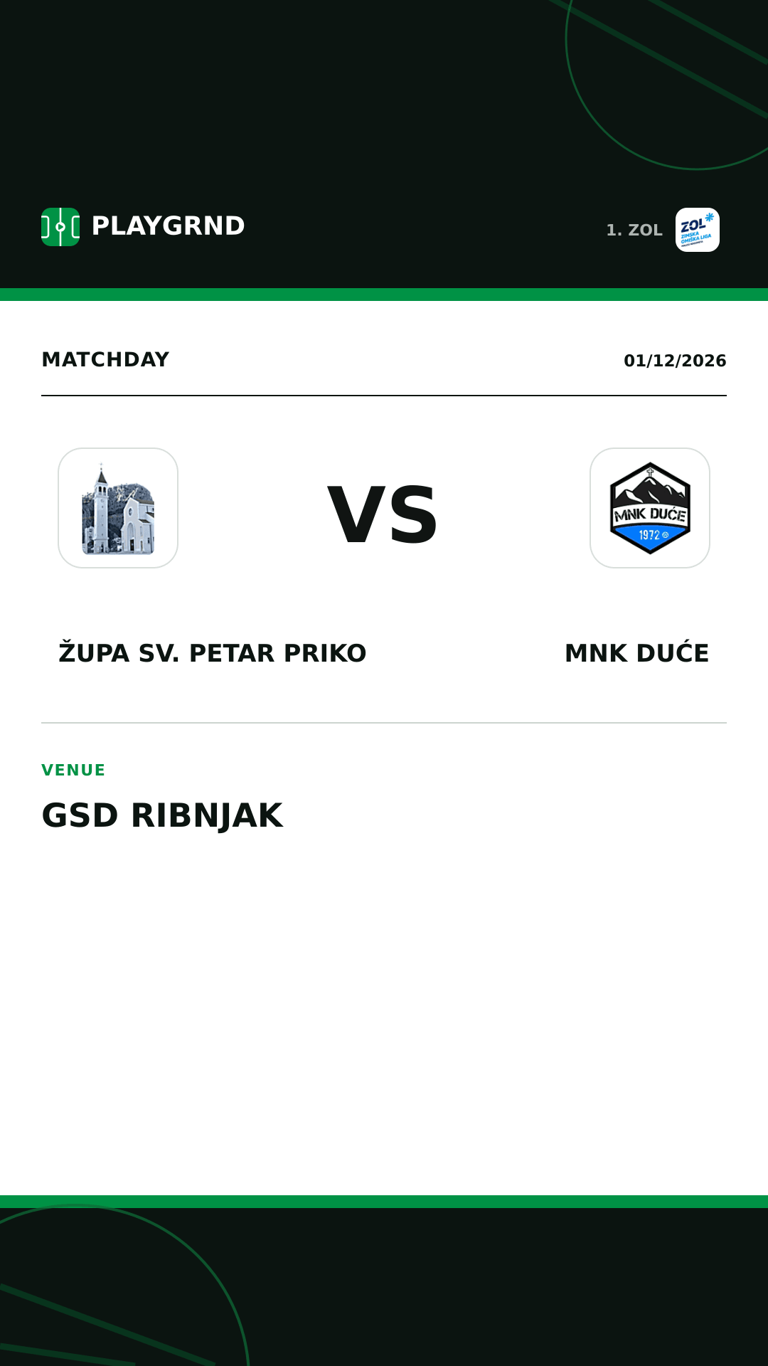 Instagram artwork: Župa Sv. Petar Priko vs MNK Duće